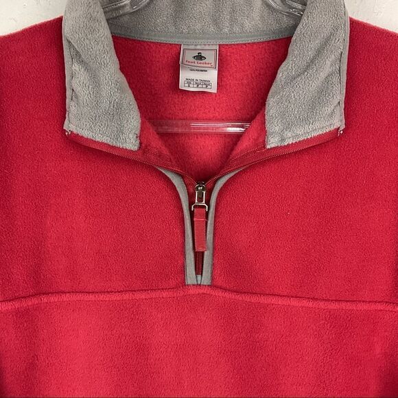 Foot Locker Red Gray 1/4 Zip Fleece Pullover Sweater Small - Picture 2 of 5